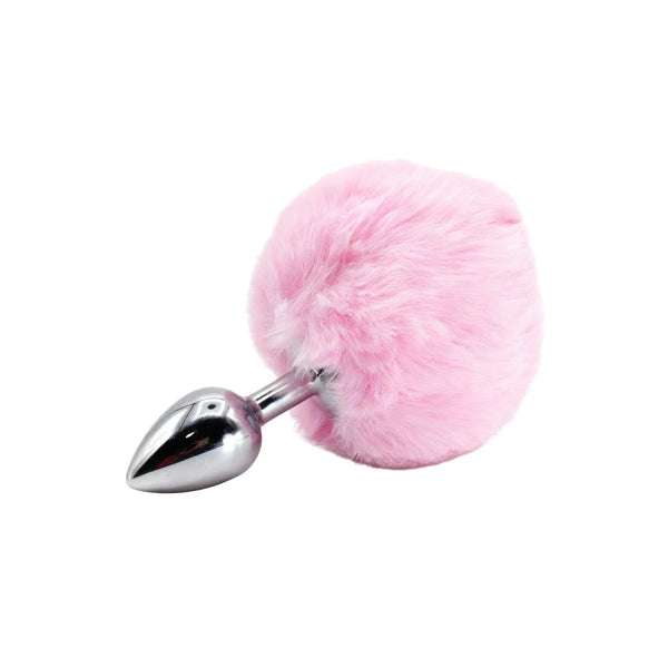 Plug Anal Metálico con Cola de Conejo Rosa